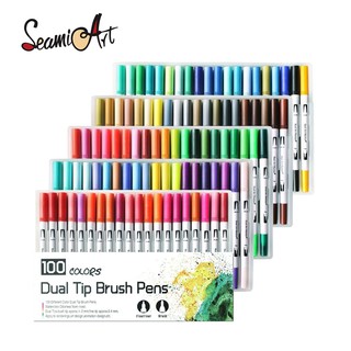 Bộ 12/24/36/48 bút đánh dấu SeamiArt thiết kế 2 đầu tiện dụng