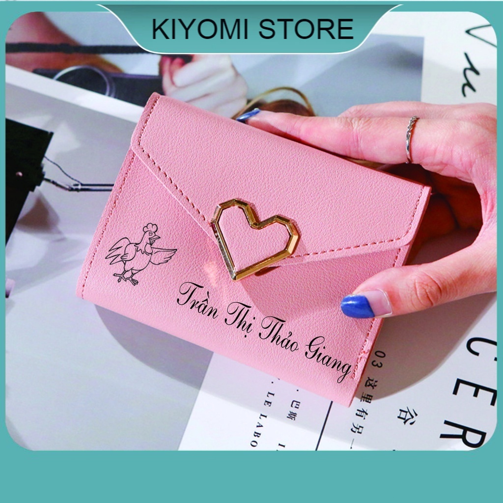 Ví nữ ngắn khắc chữ đẹp cầm tay mini cao cấp  nhiều ngăn bỏ túi giá rẻ nhỏ gọn thời trang  Hàn Quốc KIYOMI STORE