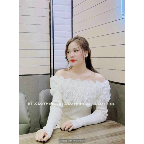 Áo trễ vai bèo hoa sang chảnh