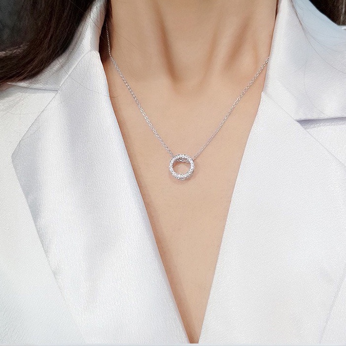Dây chuyền bạc tròn đính đá đơn giản tinh tế xu hướng giới trẻ ANTA Jewelry- ATJ2290M