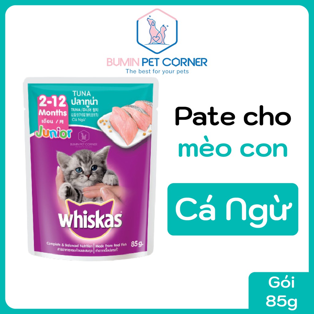 Pate cho mèo con Whiskas Junior vị cá ngừ gói 85g