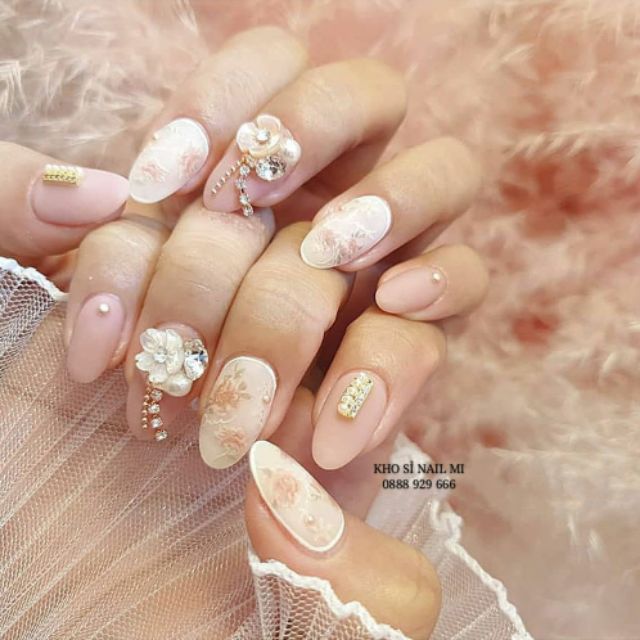 Miếng dán móng tay 3D nail sticker trang trí móng tay nghệ thuật chủ đề hoa lá (lẻ 1 tấm)