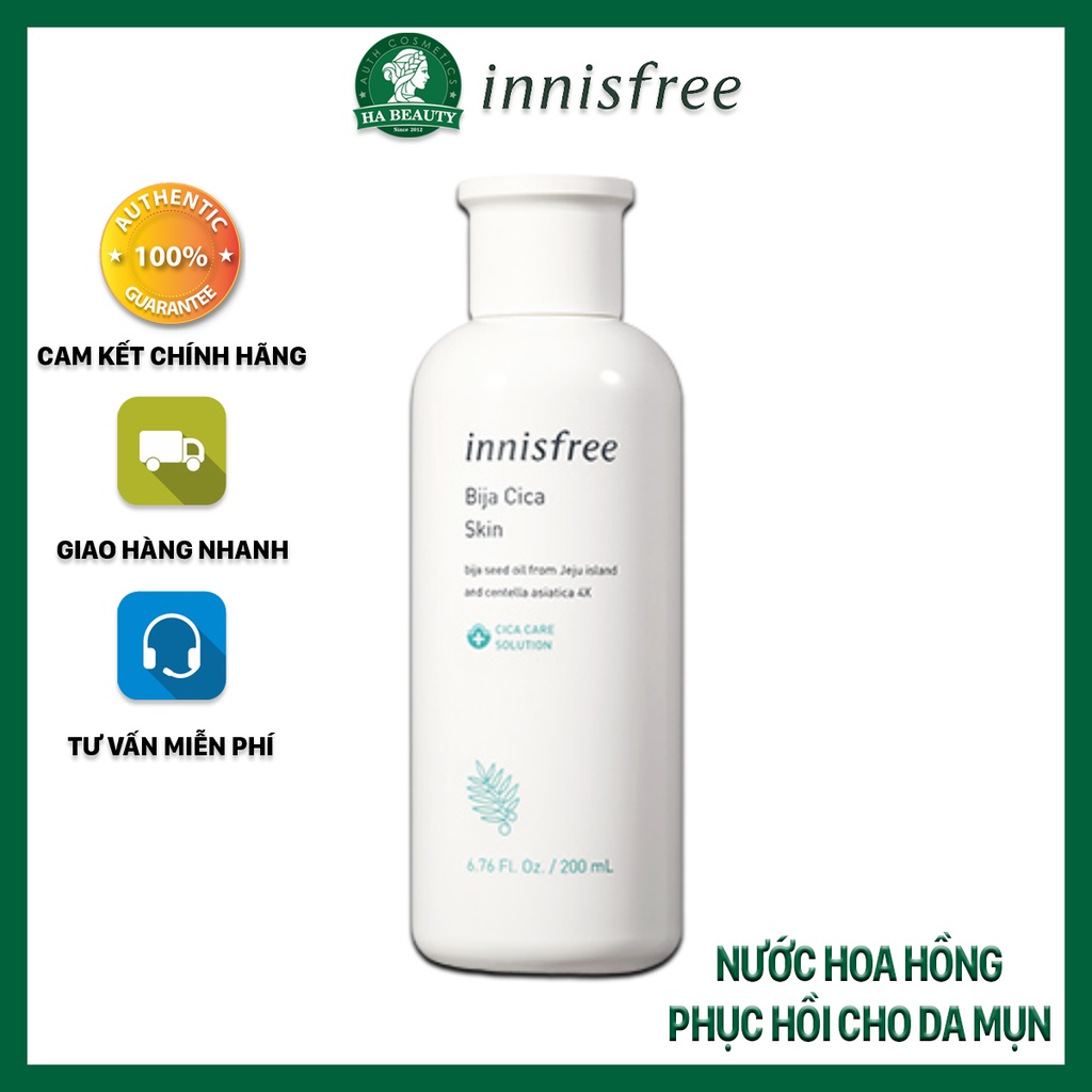 Nước hoa hồng làm dịu phục hồi cho da mụn nhạy cảm Innisfree Bija Cica Skin 200ml dưỡng ẩm