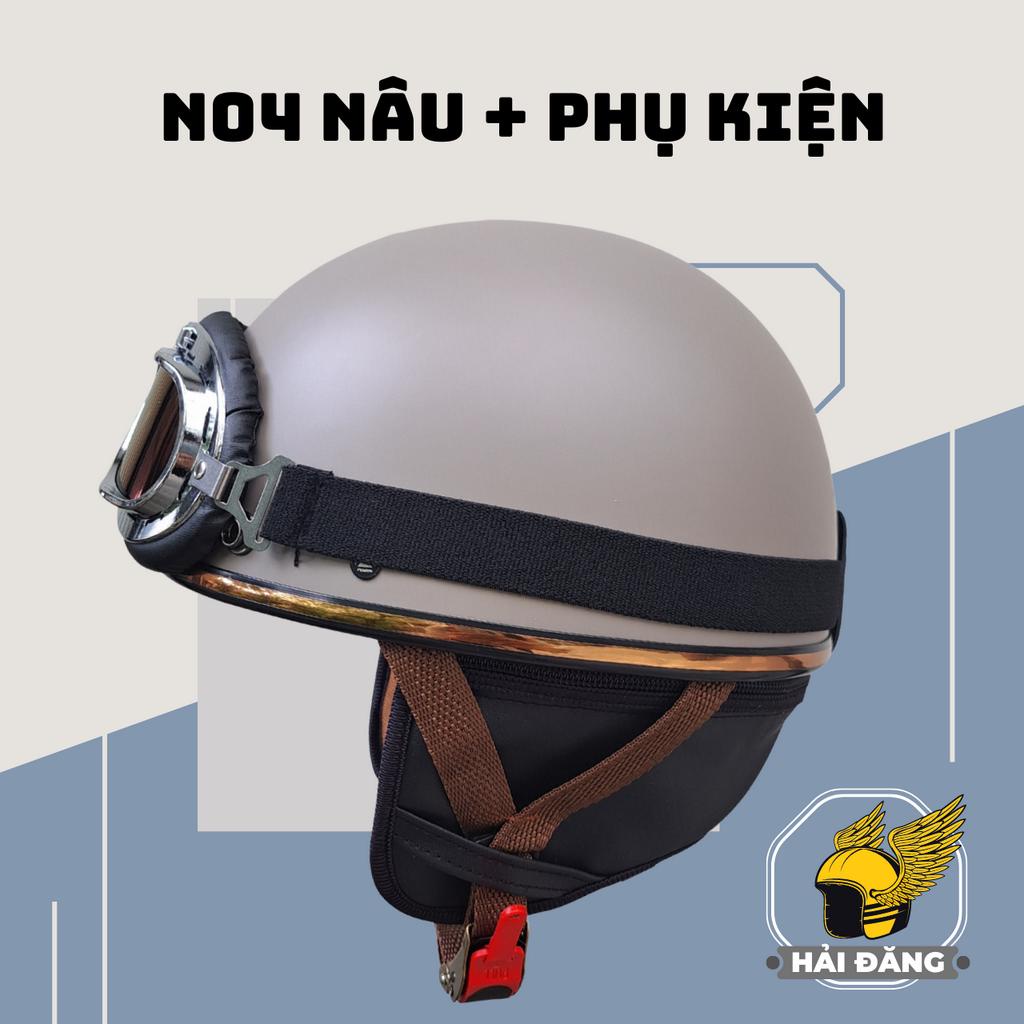 Mũ Bảo Hiểm Nữa Đầu Cho Xe Moto Napoli Haley N04 (Màu Nâu Nhám) - Bảo Hành 12 Tháng
