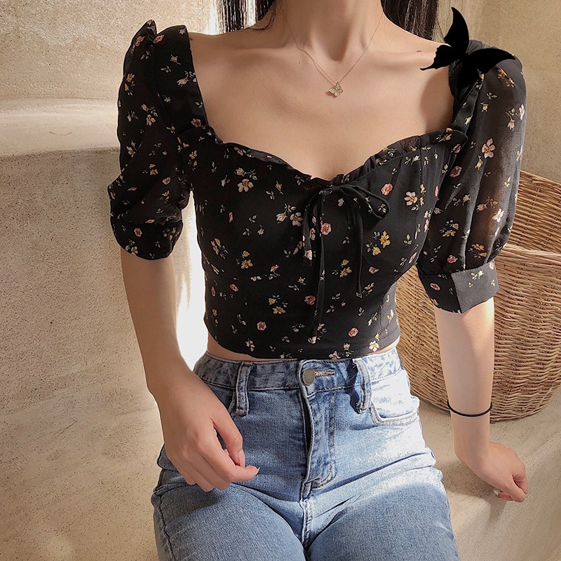 Ulzzang ( 얼짱) - ÁO SƠ MI NỮ KIỂU NGẮN TAY BẸT VAI