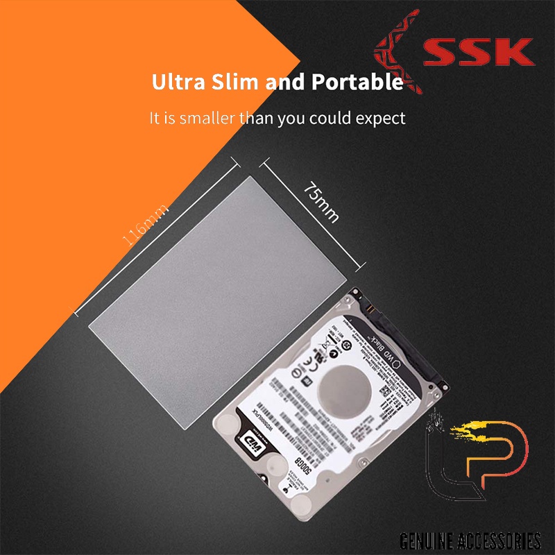 Box gắn HDD HE-C600 SSK Chuẩn Sata 2.5 - Usb Type-C - Hộ đựng ổ cứng 2.5 chuẩn Type-C HE-C600 SSK