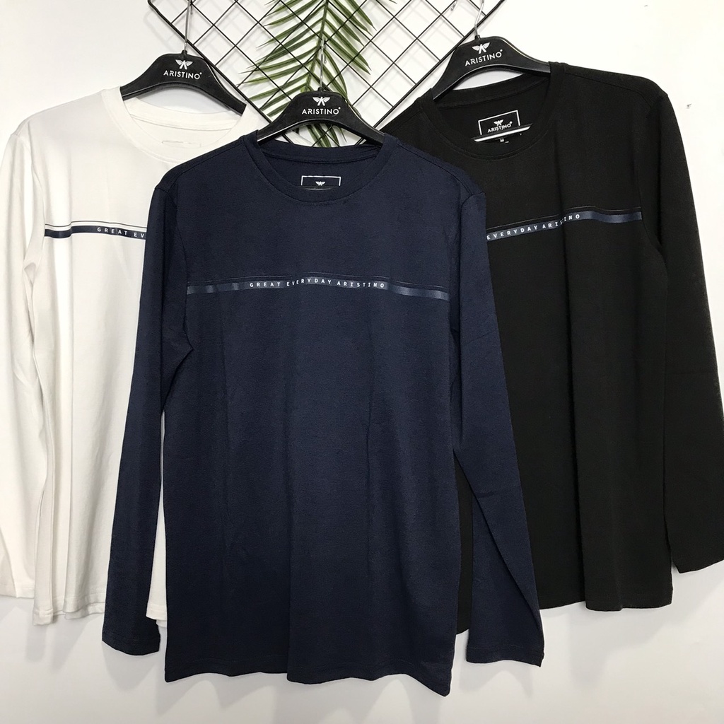 Áo thu đông  dài tay nam Aristino cotton form rộng  ALT018W1