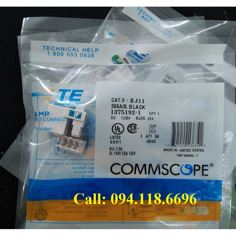 Nhân điện thoại RJ11 Cat3 commscope