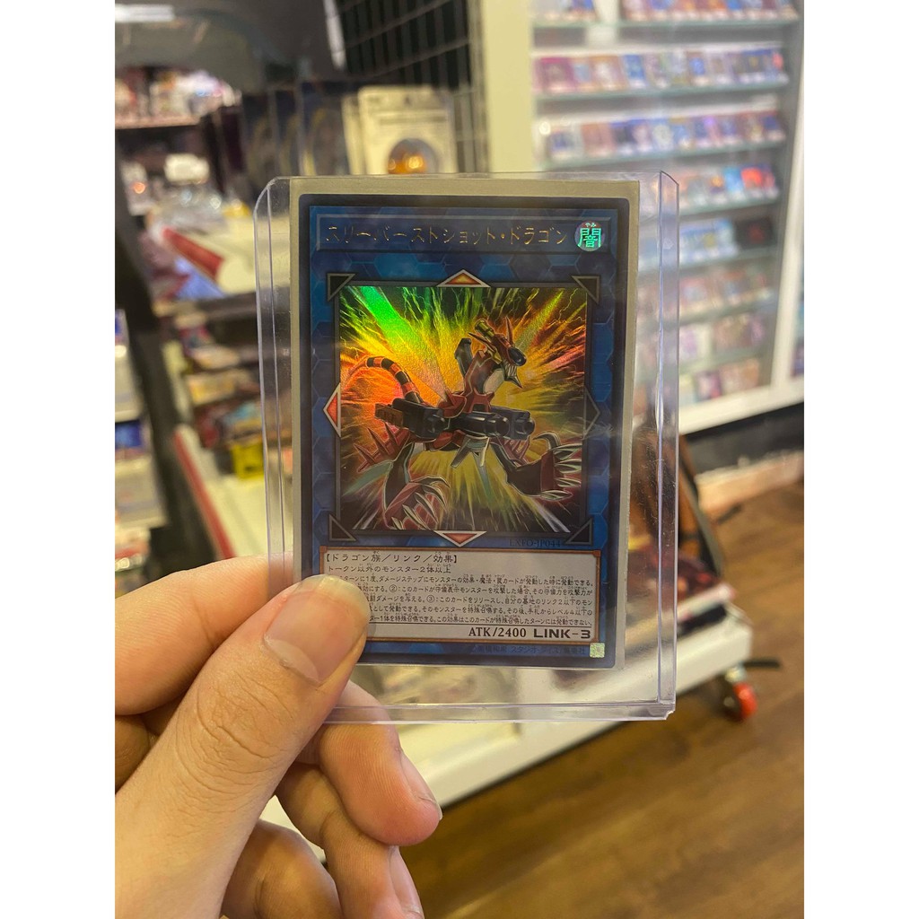 Lá bài thẻ bài Yugioh Three Burst Blast Dragon  - Ultra Rare - Tặng bọc bài nhựa bảo quản