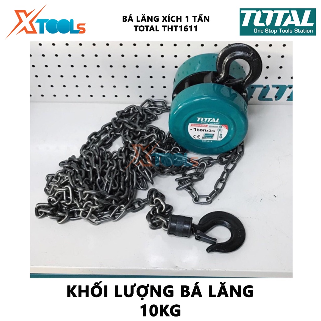 Pa lăng xích TOTAL Bá lăng xích Trọng lượng nâng 1-3 tấn Độ cao nâng 3m Số dây xích nâng 1-2, xích kéo tay, nâng hạ nhẹ
