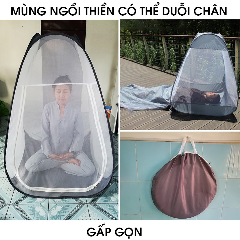 Mùng ngồi thiền kim tự tháp - mùng thiền gấp gọn - màn ngồi thiền có thể duỗi chân