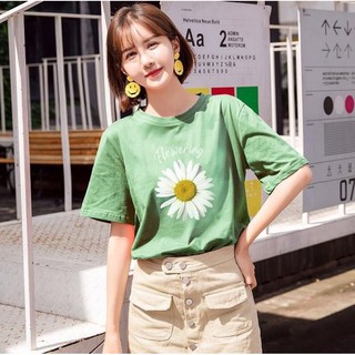Áo thun hoa cúc cotton mịn mát