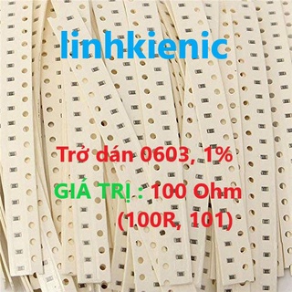 Trở dán smd 1% 0603 , giá trị 100 ohm, 100r, 101.