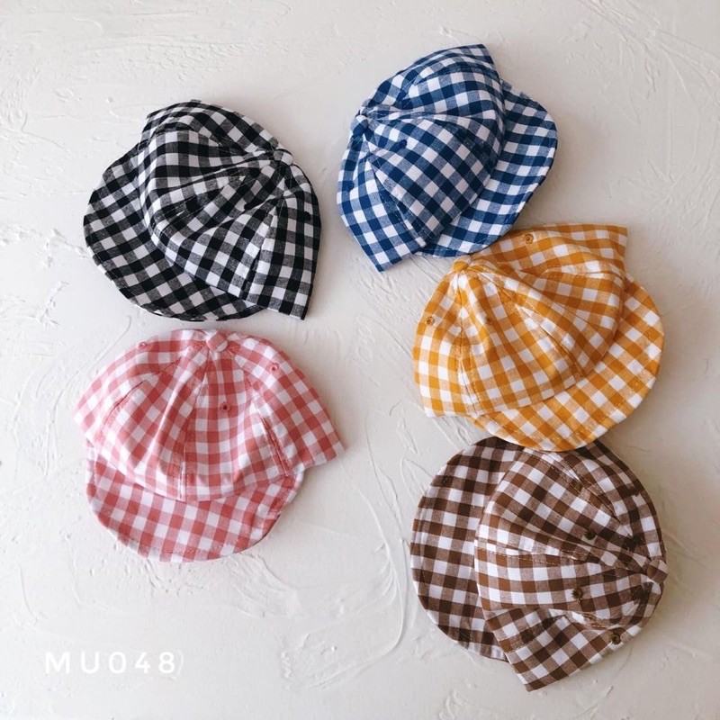 Mũ lưỡi trai kẻ caro MU048  cho bé từ 3-24 tháng
