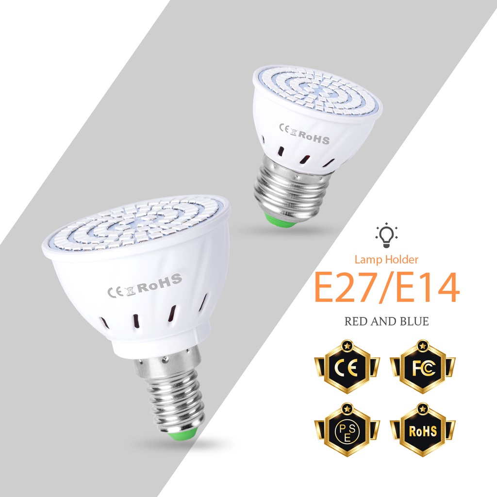 Bóng Đèn LED Trồng Cây E27 220V E14 MR16 GU10 48 60 80led