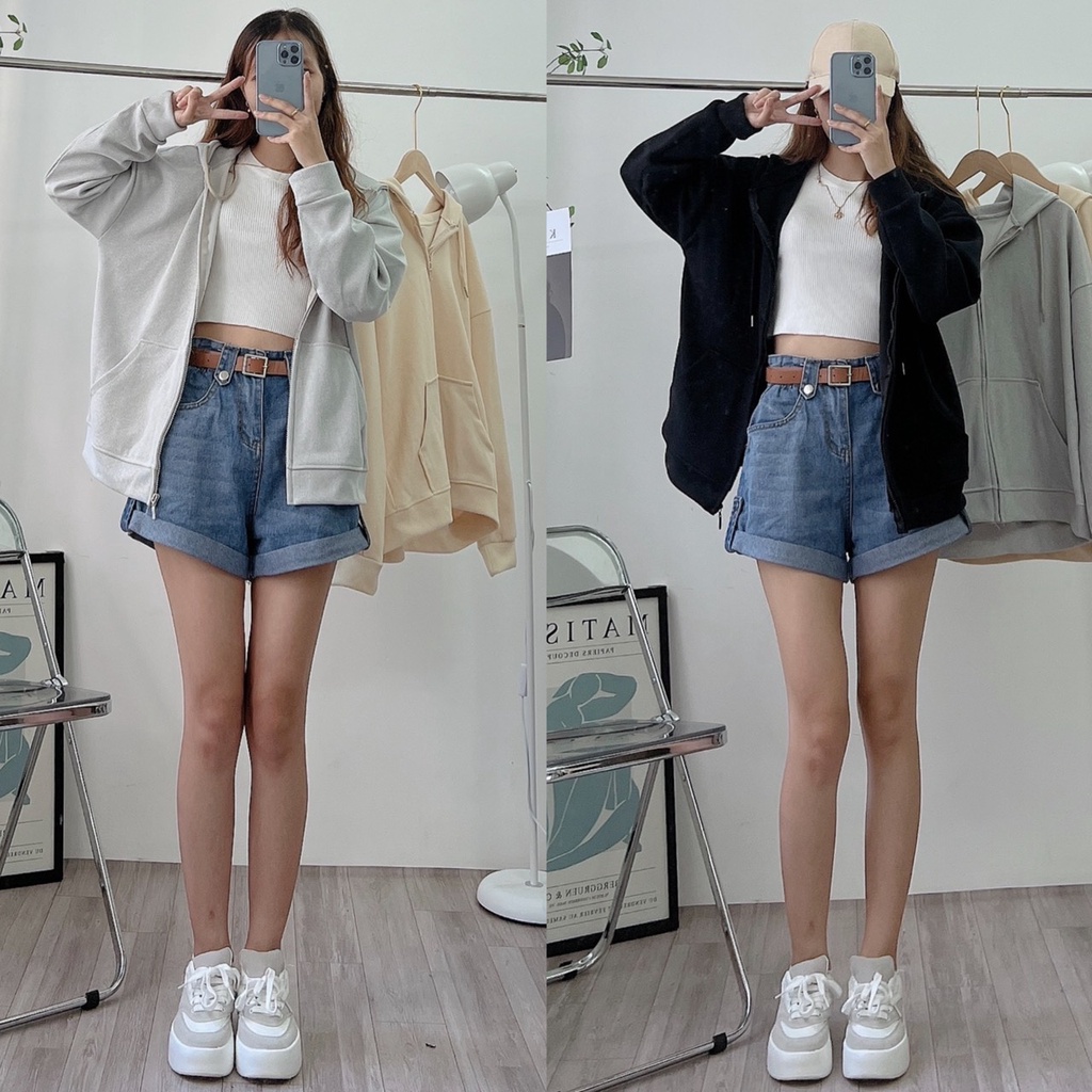 [Ảnh thật/Video]Áo khoác nỉ gân tăm loại 1 thiết kế hai lớp dày dặn Áo hoodie mũ to form rộng hàng Quảng châu