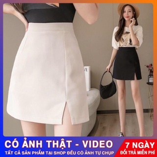**- chân váy chữ a cạp cao xẻ trước -**