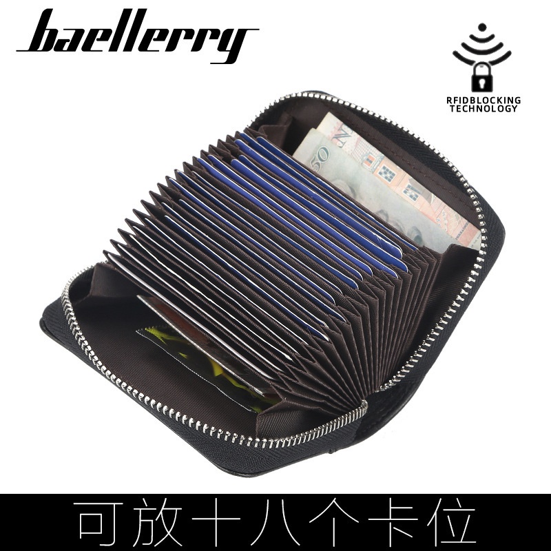 Baellerry ví đựng thẻ nhiều ngăn có khóa kéo phong cách hàn quốc