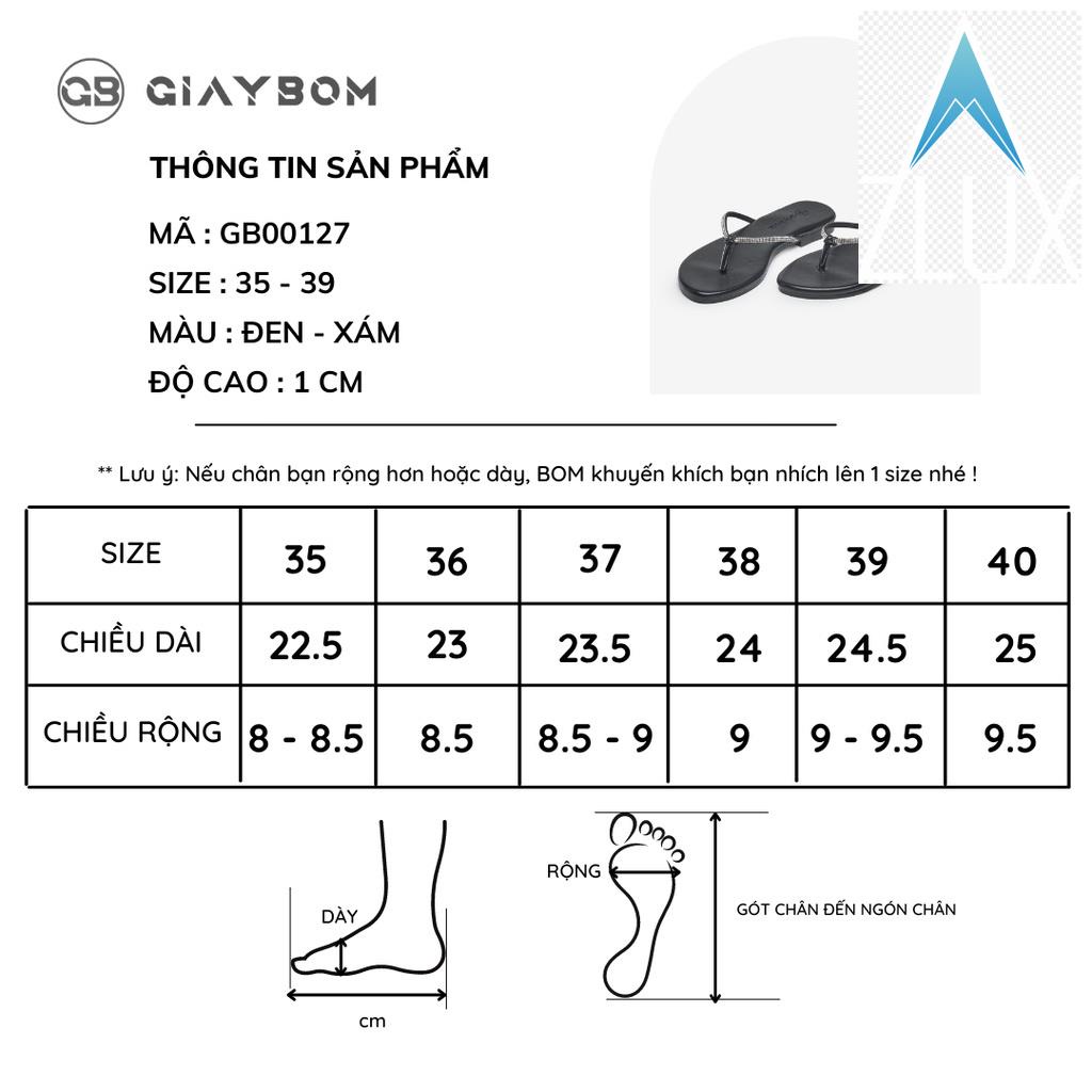 💪💁 Dép xỏ ngón nữ giayBOM đế bệt thiết kế sang trọng GB00127 💪💁
