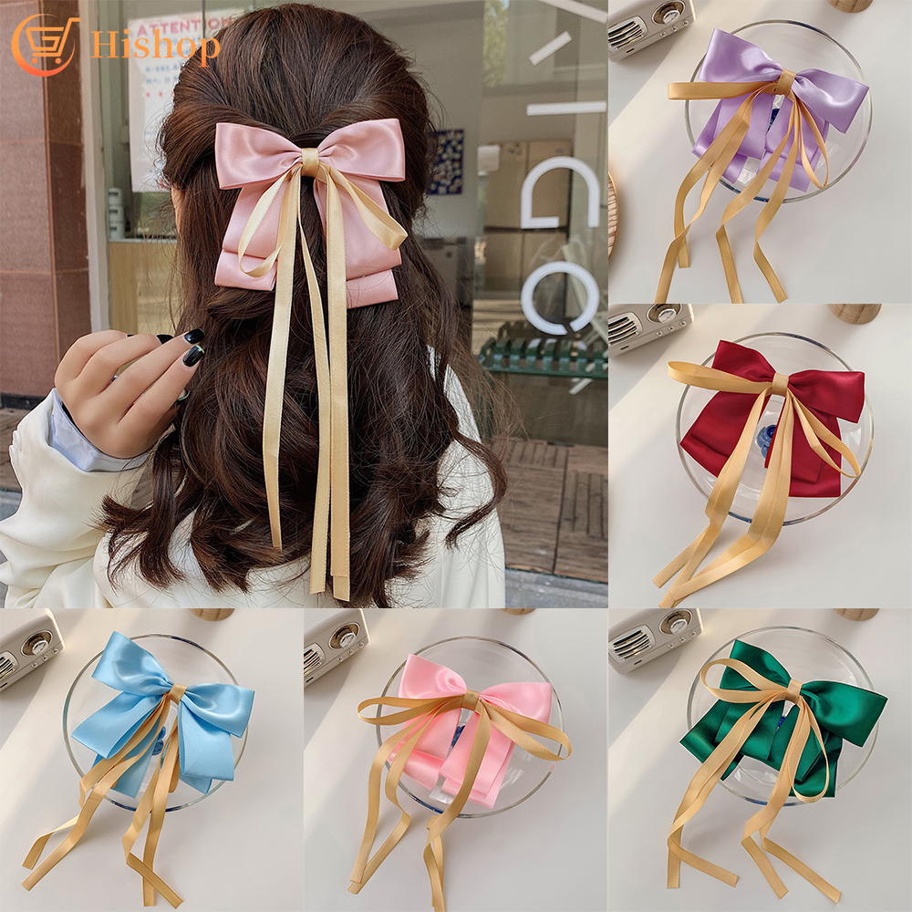 Kẹp Tóc Nơ Lụa Nhiều Màu Thanh Lịch Cho Nữ