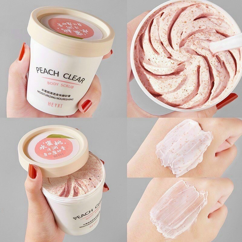 Tẩy tế bào chết body Đào HEYX từ trái đào Peach Clear Body Scrub giúp tái tạo tế bào da mới làm sáng da 200ml