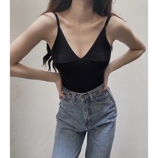 Áo len dệt kim 2 dây dáng lửng