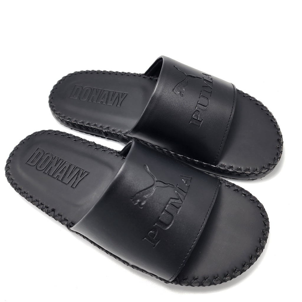 Dép quai ngang nam da donavy cao cấp in chìm chữ puma có size 45 v.pm