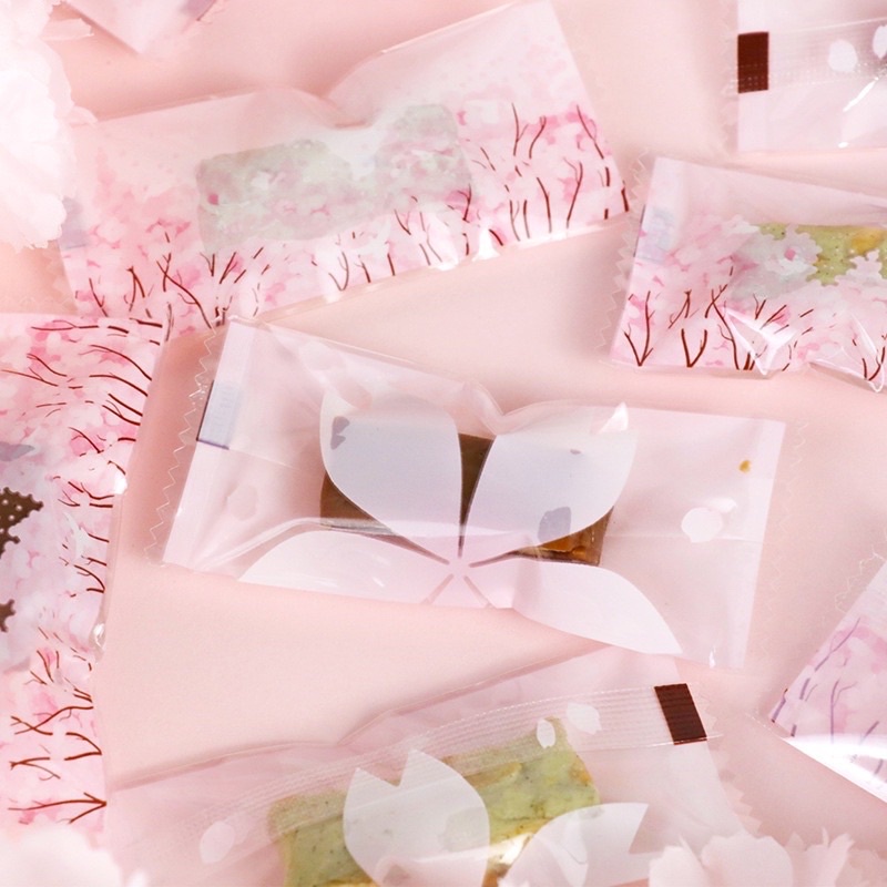 Túi đựng kẹo nougat hoa đào sakura 100c
