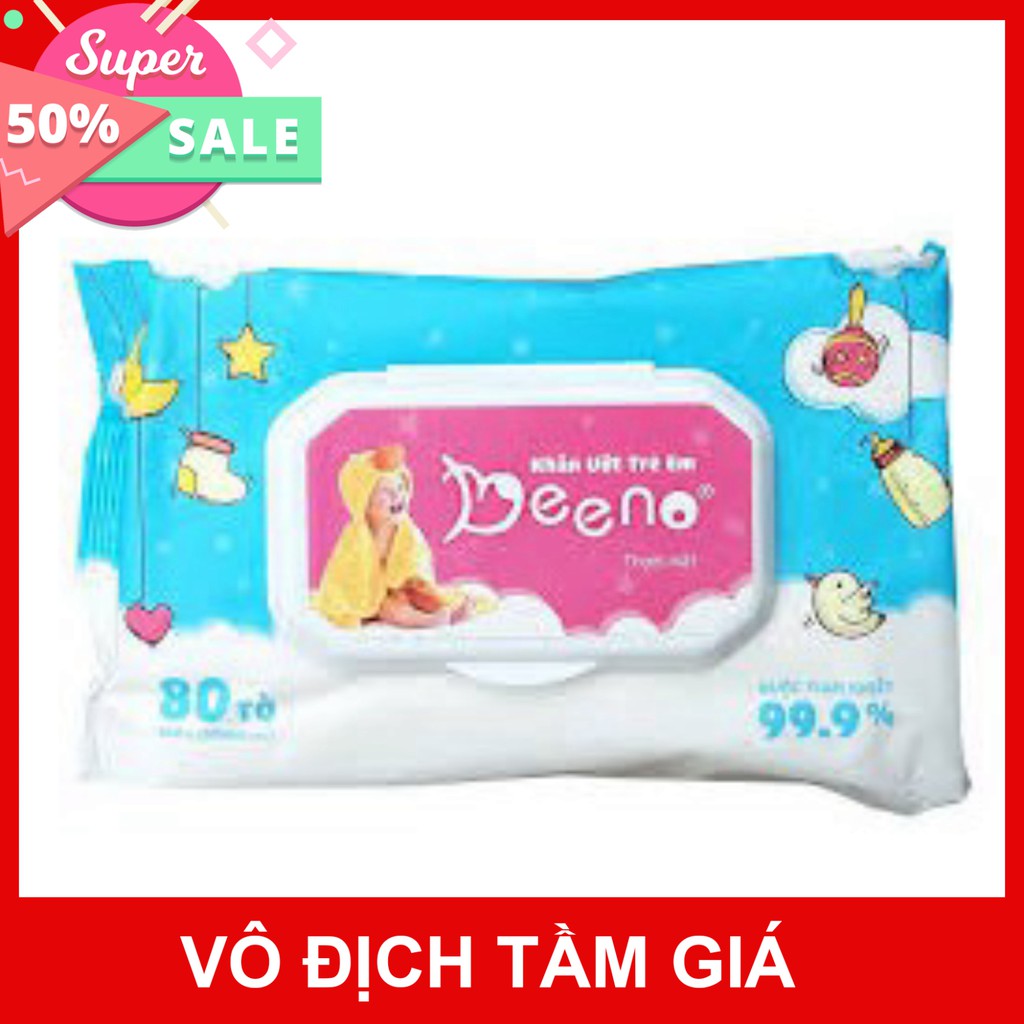 Combo 3 khăn giấy ướt Beeno thân thiện với da bé, khăn ướt dành cho bé không gây kích ứng