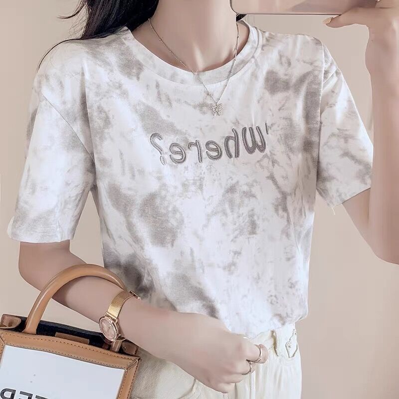 Áo Thun Tay Ngắn Dáng Rộng Thêu Họa Tiết Thời Trang Xuân Hè Hàng Mới 2022 Dành Cho Bạn Nữ