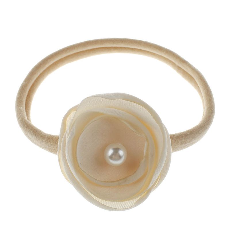 Băng Đô Cài Tóc Bằng Nylon Co Giãn Mềm Mại Đính Hoa Lá Hồng / Xanh Lá Dễ Thương Dành Cho Bé Gái