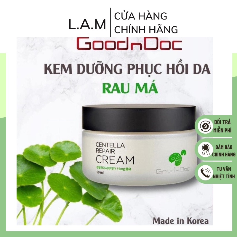 Kem Rau Má Dưỡng Ẩm Phục Hồi Giảm Thâm Nám Trắng Sáng Da Chống Lão Hóa GoodnDoc Centella Repair Cream