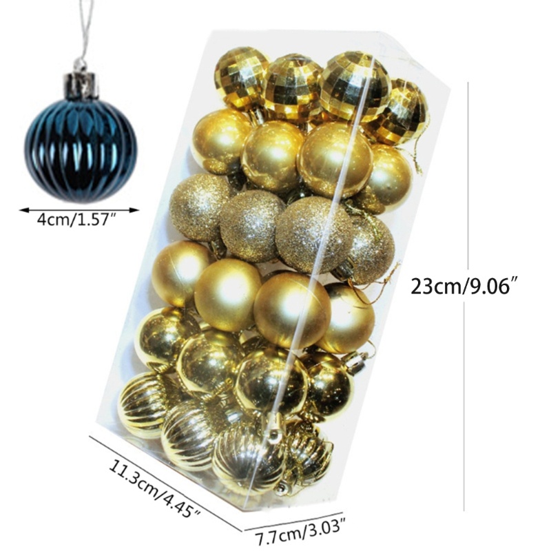 Set 36 Phụ Kiện Treo Trang Trí Cây Thông Giáng Sinh Lấp Lánh 4cm