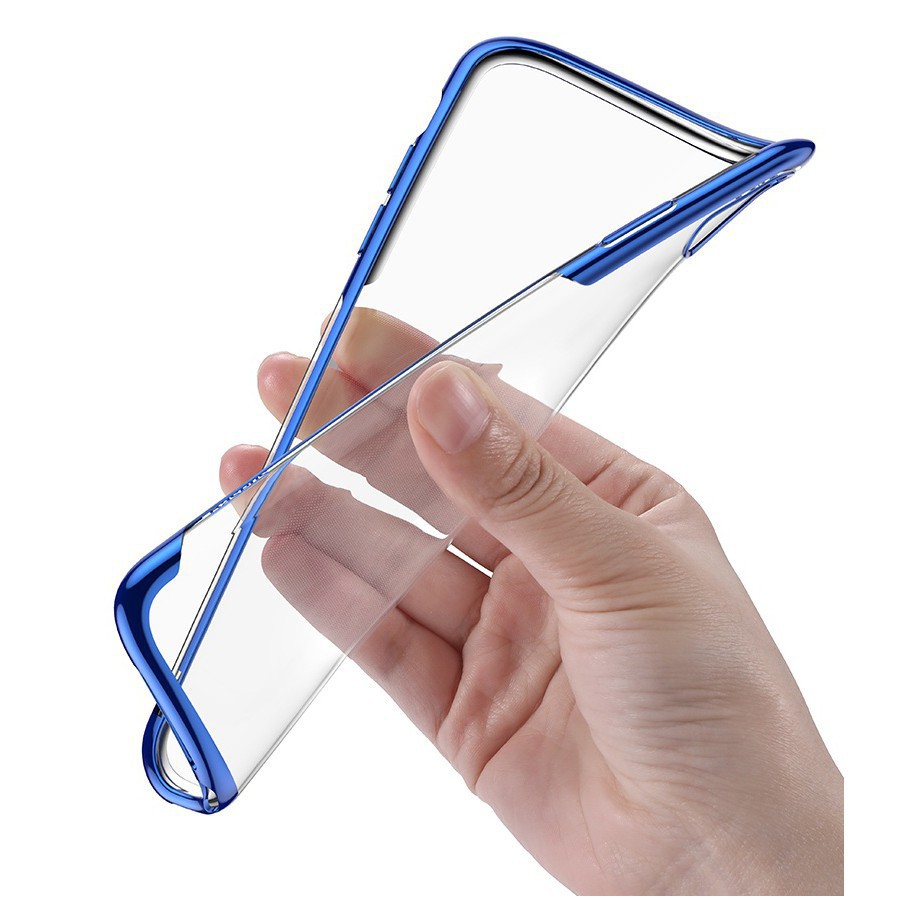 Ốp dẻo trong suốt viền màu các dòng IPhone X/XS | IPhone XS Max - Ốp lung kính dẻo trong Baseus Shining Case