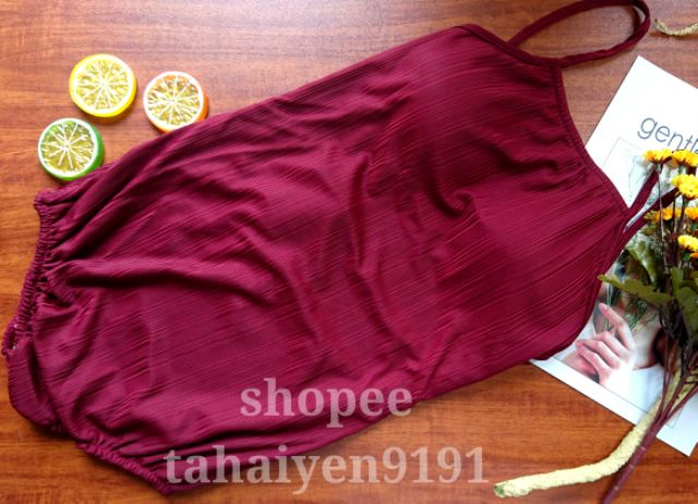 Bikini liền thân màu đỏ đô lưng buộc dây bao chất đẹp (có ảnh thật) | BigBuy360 - bigbuy360.vn