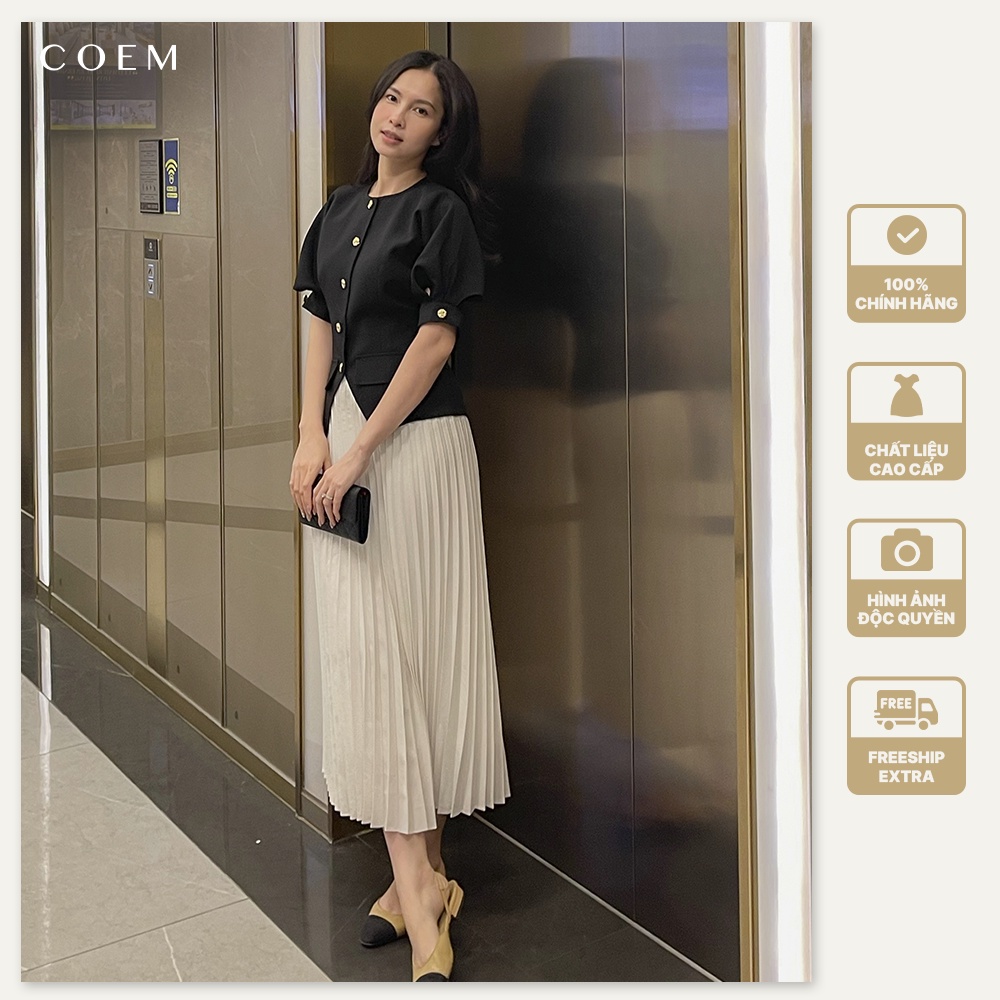 Áo Kiểu Nữ Tay Phồng Cao Cấp Cách Điệu Màu Đen Thiết Kế CO EM Chất Liệu Cotton Premiun Phong Cách Trẻ Trung Sang Trọng