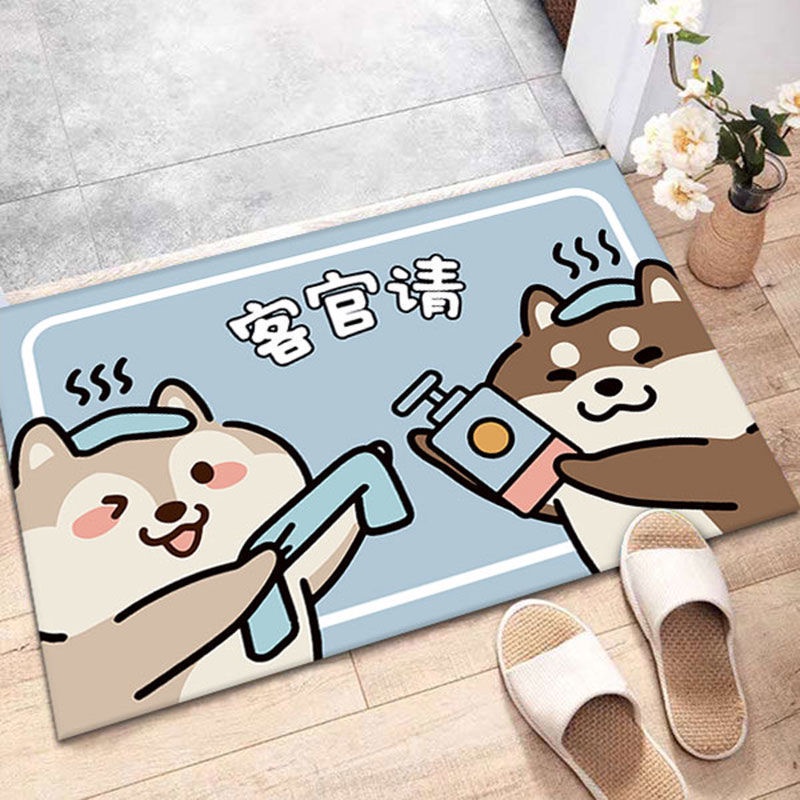 Thảm Nhung Lót Sàn Chống Trượt Họa Tiết Hoạt Hình Dễ Thương