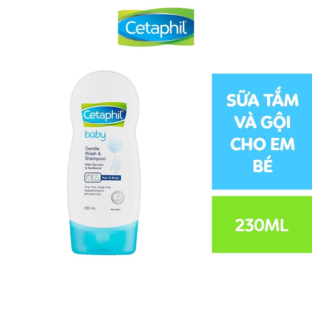 Sữa tắm gội Cetaphil baby Wash & shampoo nhập khẩu Đức,cho trẻ sơ sinh,công thức siu nhẹ thiên nhiên 400ml