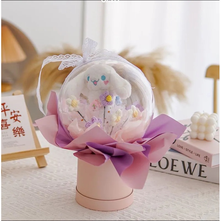 [Hàng Hoàn Thiện] Ống Hoa Hoạt Hình Sáng Tạo Tự Làm Thủ Công Kết Hợp Móc Đan Hoa Bất Tử