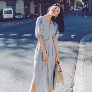 Đầm maxi sơ mi