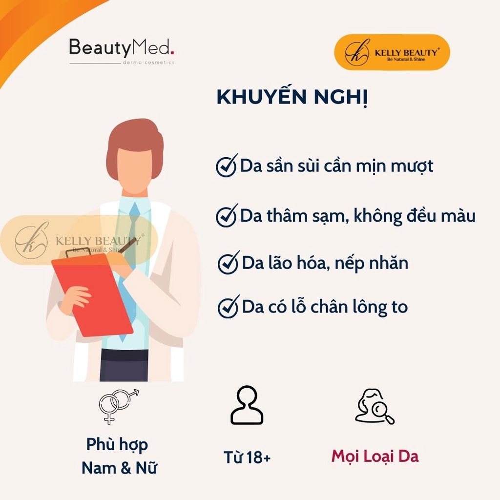 Tẩy Da Chết Vật Lý BeautyMed - Giảm Nhăn, Mờ Thâm Sạm, Đều Màu, Mềm Mịn Cho Mọi Loại Da | Kelly Beauty