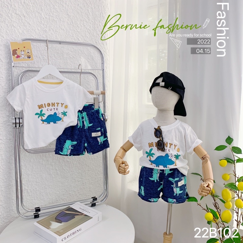 Bộ short cotton cá sấu bé trai-MS72