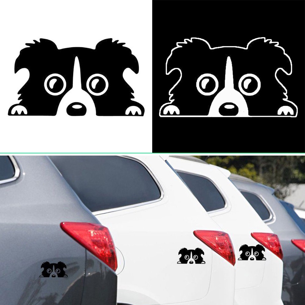 Decal dán xe hơi phản quang hình chú chó dễ thương