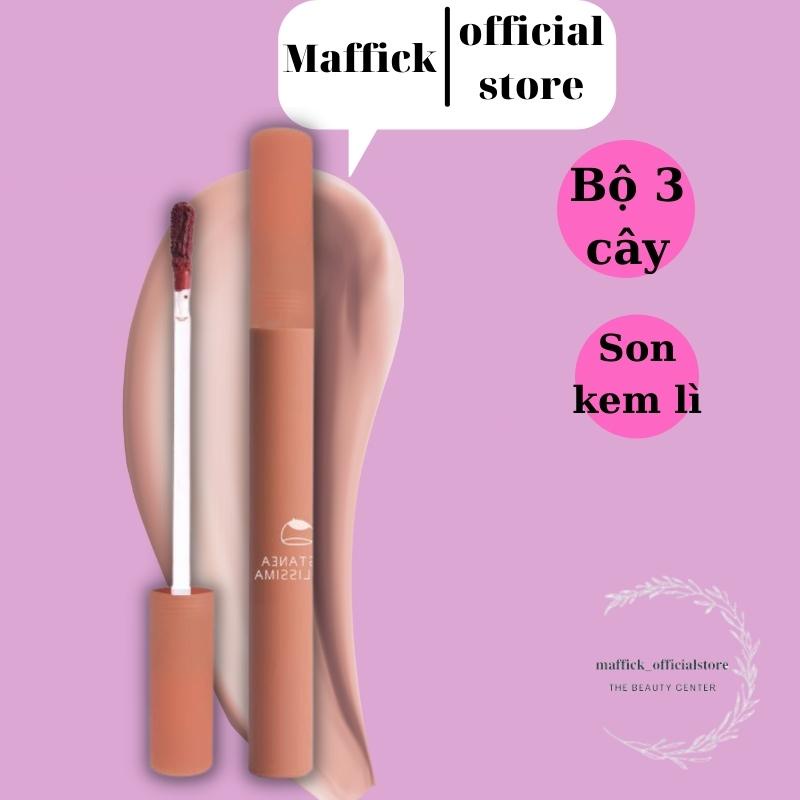 Son kem lì Maffick MF101 bộ mỹ phẩm nội địa trung 1 bộ có 3 cây mềm mượt môi không thấm nước