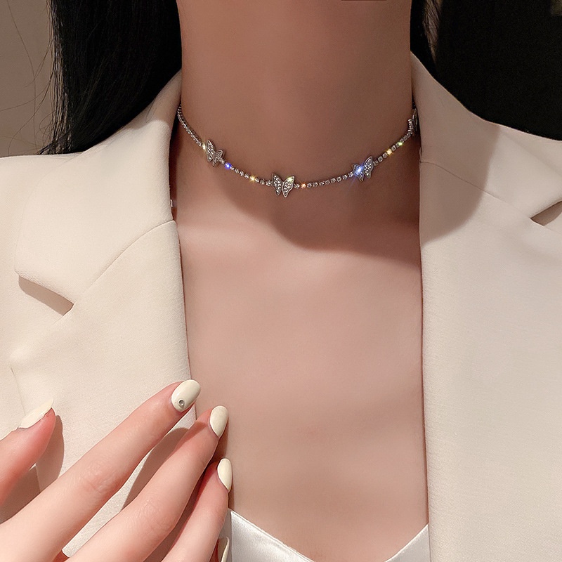 Vòng cổ mặt hình bướm đính đá zircon mới cho nữ