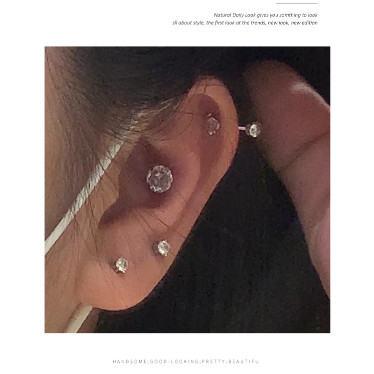 Bông Tai Mạ Bạc 925 Đính Đá Zircon Tinh Tế Thời Trang Cho Nữ