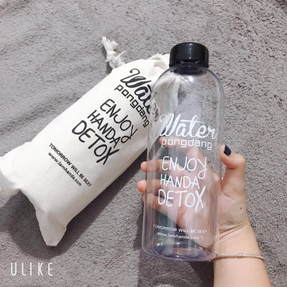 Bình Nước Detox " Water Pongdang" 1000 ml (Màu Trong Suốt ) - Kèm 1 Túi Vải - Nhà Cửa & Đời Sống