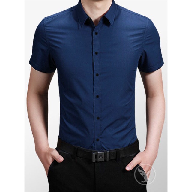 Áo sơ mi nam Cộc Tay Tím Than dáng body Hàn Quốc không nhăn, Áo sơ mi nam Ngắn Tay Tím Than | BigBuy360 - bigbuy360.vn