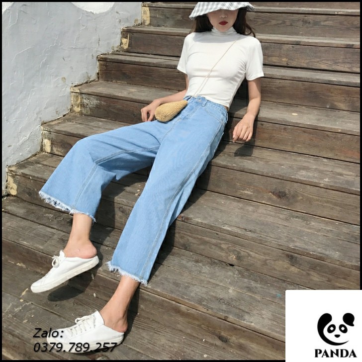 [Sỉ] Quần jean nữ baggy ống rộng cao cấp giá rẻ Panda