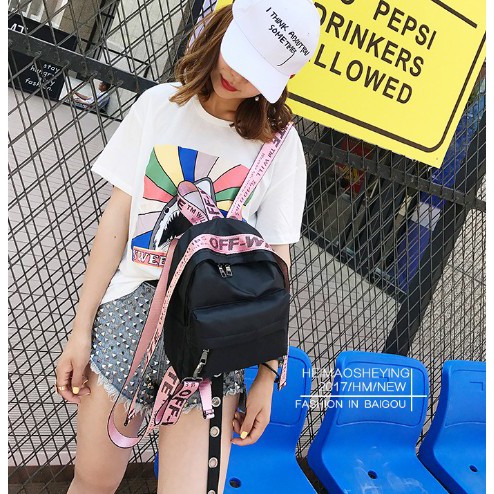 Off White Ba Lô Nữ Mini Thời Trang Hàn Quốc Xinh Xắn